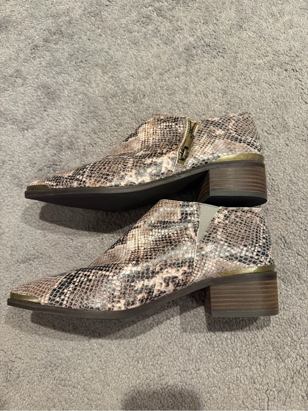 Lucky Brand Snake-Print Ankle Booties in Neutral Tones